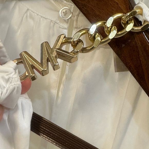 MICHAEL KORS White Halter Logo Chain Tiered Midi Sundress Size Extra Small - Picture 6 of 17